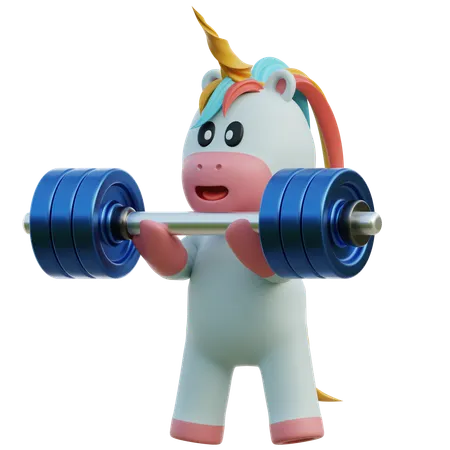 Unicorn Lifting Barbell  3D Illustration