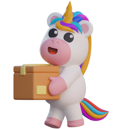 Unicorn Lifting Box  3D Illustration