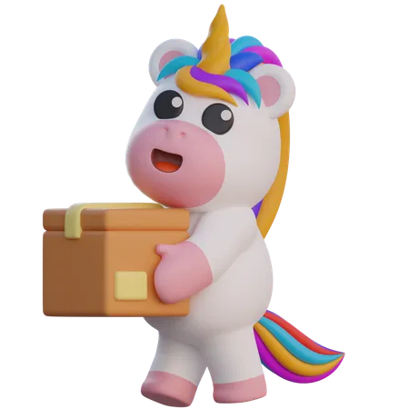 Unicorn Lifting Box  3D Illustration