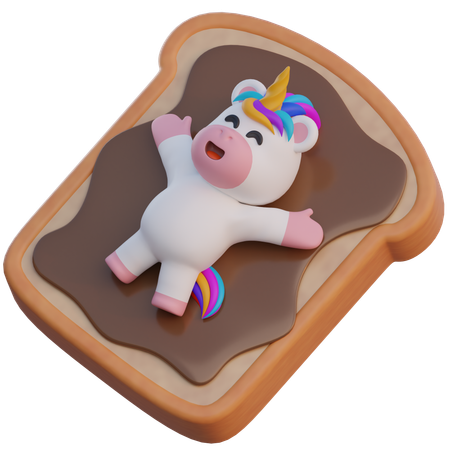 Unicorn Lying On A Chocolate Sandwich  3D Illustration