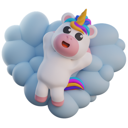 Unicorn Lying on the Clouds  3D Icon