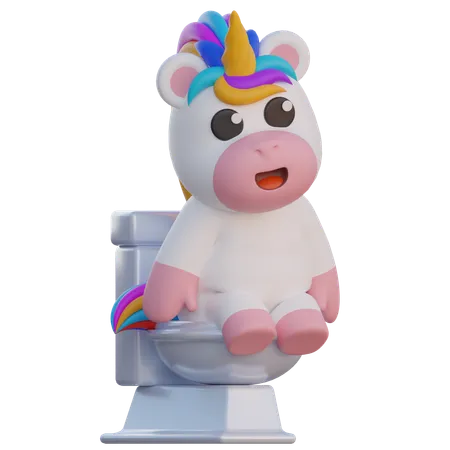 Unicorn Poops In The Toilet  3D Illustration