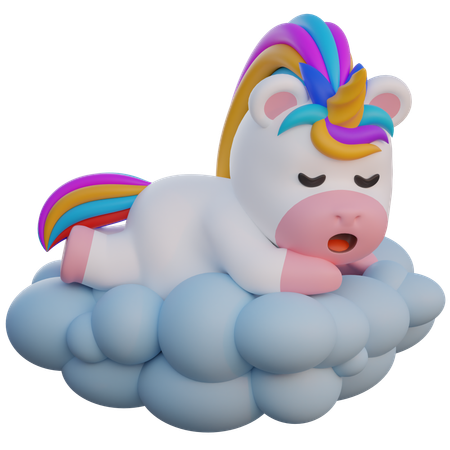 Unicorn Sleeping on the Clouds  3D Icon
