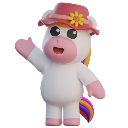 Unicorn Wearing Hat  3D Icon