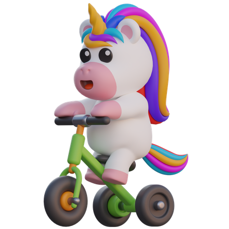 Unicornio andar en bicicleta  3D Illustration