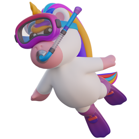 Unicornio buceador  3D Illustration