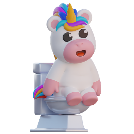 Unicornio hace caca en el baño  3D Illustration