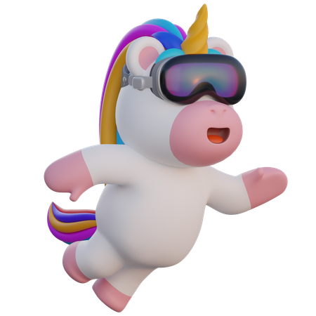 Unicornio con gafas vr  3D Illustration