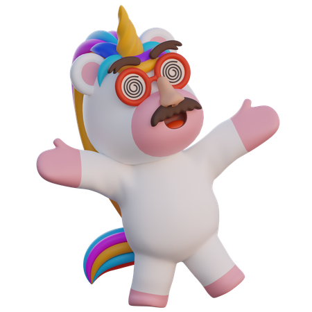 Unicornio con una máscara tonta  3D Illustration