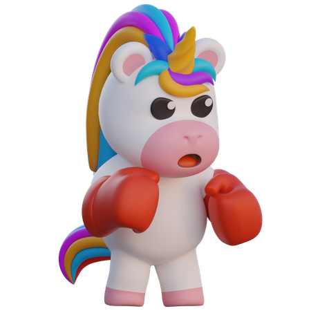 Unicornio haciendo boxeo  3D Illustration