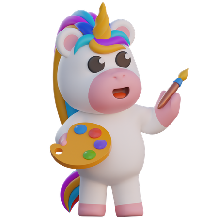 Unicornio hacer pintura  3D Illustration