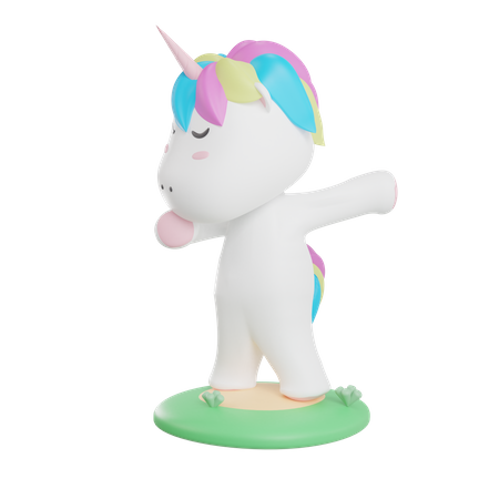 Pose divertida de unicornio  3D Illustration