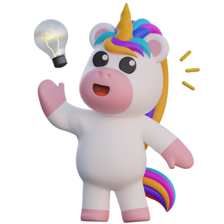 Unicornio tiene una idea  3D Illustration