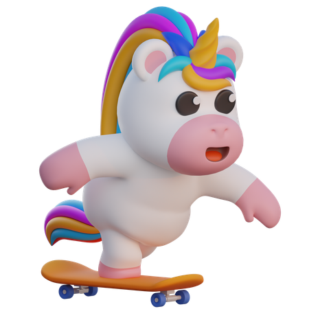 Unicornios patinando  3D Illustration