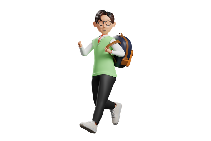 Étudiant en uniforme scolaire courant  3D Icon