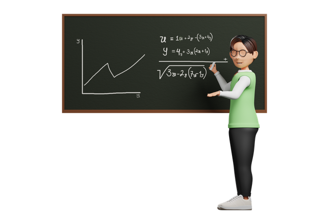 Uniforme scolaire masculin écrivant sur un tableau noir  3D Icon