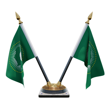 Support de drapeau de bureau double (V) de l'Union africaine  3D Icon