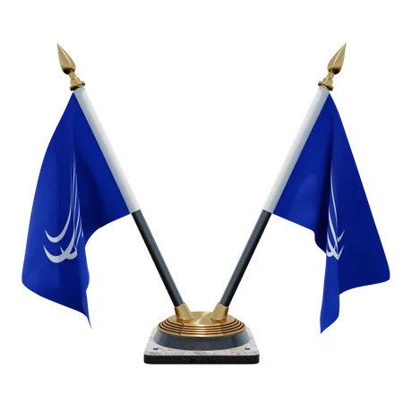Union of South American Nations Double Desk Flag Stand  3D Illustration