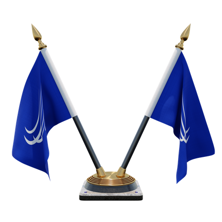 Union of South American Nations Double (V) Desk Flag Stand  3D Icon