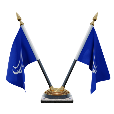 Union of South American Nations Double (V) Desk Flag Stand 3D Icon