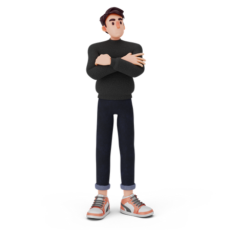 Unique boy giving standing pose  3D Illustration