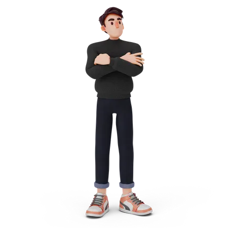 Unique boy giving standing pose  3D Illustration