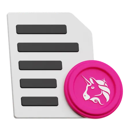 Uniswap Coin Document  3D Icon