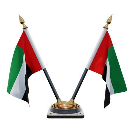United Arab Emirates Double Desk Flag Stand  3D Illustration