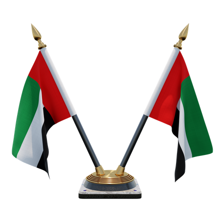 United Arab Emirates Double (V) Desk Flag Stand 3D Icon