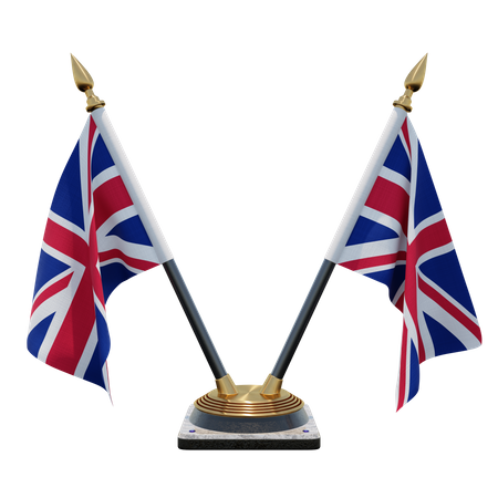 United Kingdom Double Desk Flag Stand  3D Flag
