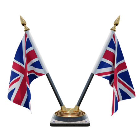 United Kingdom Double (V) Desk Flag Stand  3D Icon