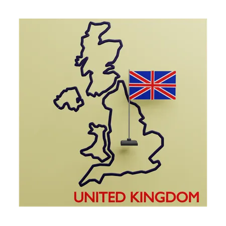 United Kingdom Map  3D Icon