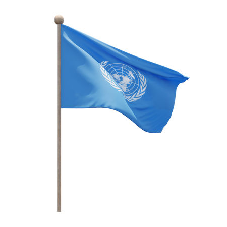 United Nations Flag Pole 3D Illustration