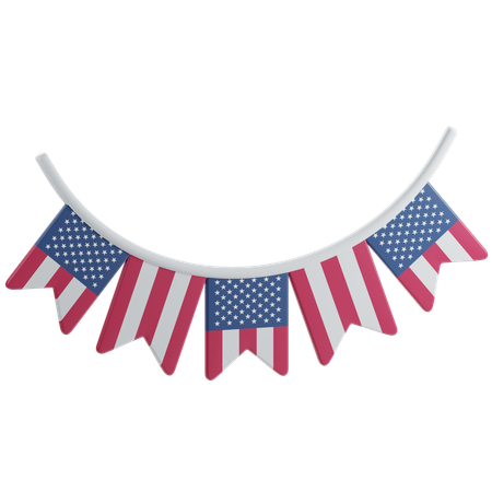 United States Flag Banner Garland  3D Icon