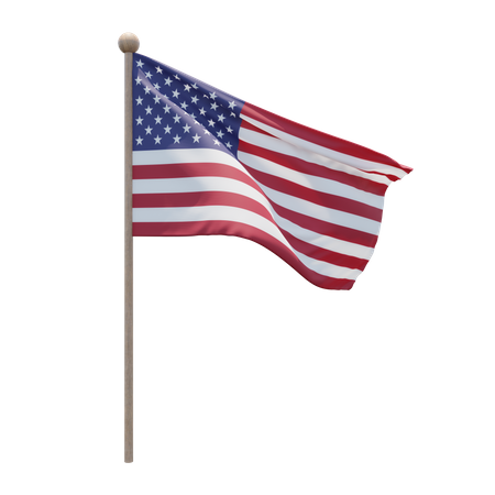 United States Flag Pole  3D Flag