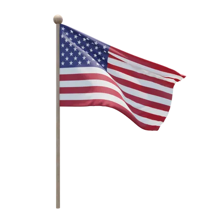 United States Flag Pole  3D Flag