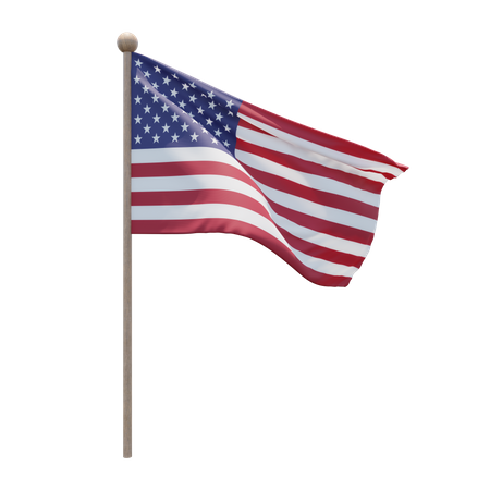 United States Flag Pole  3D Icon