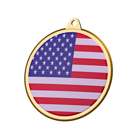 United States of America Flag Medal Badge  3D Icon