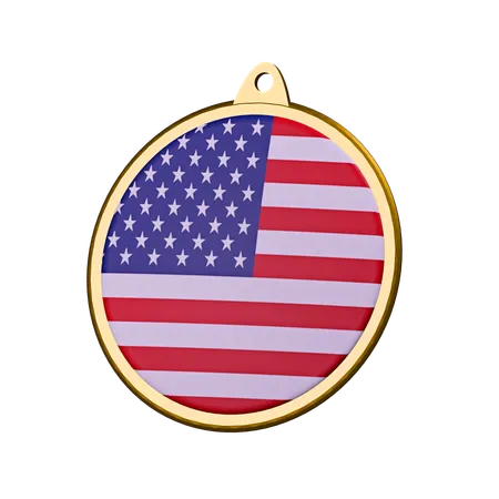 United States of America Flag Medal Badge  3D Icon