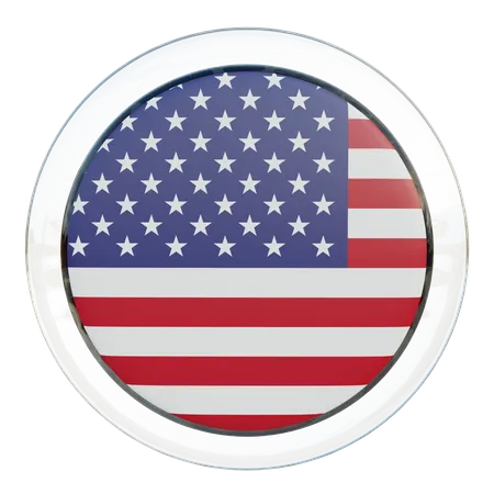 United States Round Flag 3D Icon
