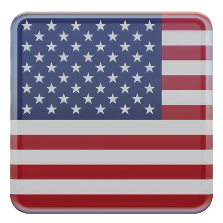 United States Square Flag  3D Icon