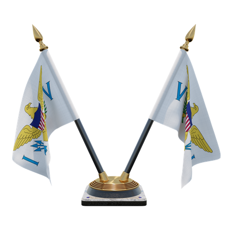 United States Virgin Islands Double Desk Flag Stand  3D Flag