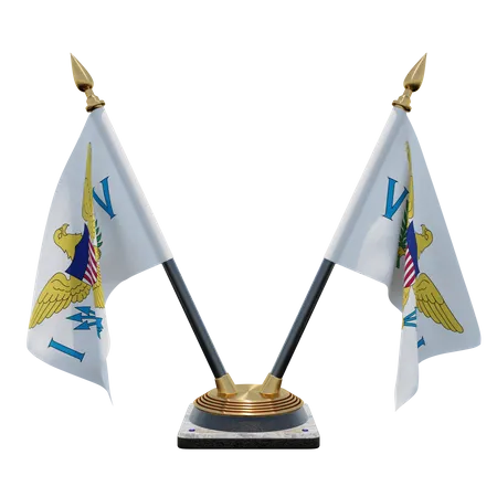 United States Virgin Islands Double Desk Flag Stand  3D Flag