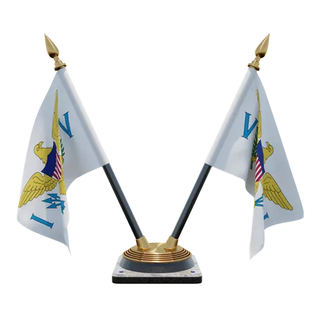 United States Virgin Islands Double Desk Flag Stand 3D Illustration