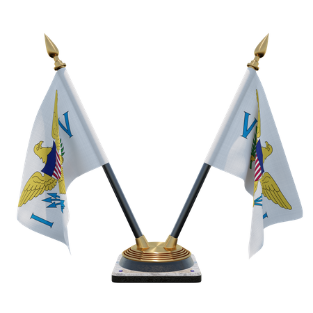 United States Virgin Islands Double (V) Desk Flag Stand 3D Icon