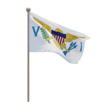 United States Virgin Islands Flagpole  3D Icon