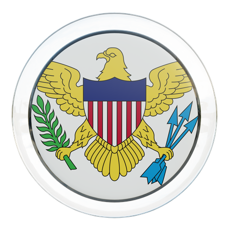 United States Virgin Islands Round Flag  3D Icon