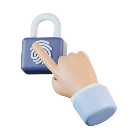 Unlock Biometric Fingerprint  3D Icon