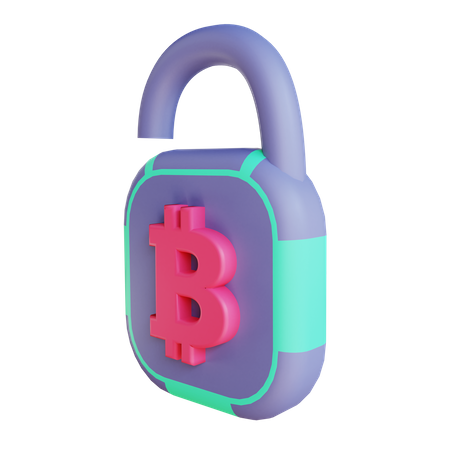 Unlock Bitcoin  3D Illustration