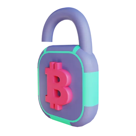 Unlock Bitcoin  3D Illustration